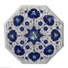 18" White Marble Coffee Table Lapis Lazuli Semi Precious Italian Home Decorative