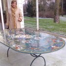 6'x4' Marble Coffee Dining Table With Stand Pietradura Inlay Garden Decor H3747