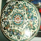 Pietradura Arts Green Marble Top Round Table Mosaic Inlay Marquetry Decor H3115