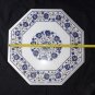 18" Octagon Marble Top Kitchen Table Lapis Lazuli Inlaid Floral Decorative Gift