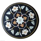24"x24" Black Marble Furniture Coffee Table Top Pietra Dura Garden Decor Arts