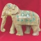 13'' Antique Marble Elephant Statue Malachite Floral Handmade Special Gift H3761