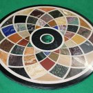 24" Black Marble Round Inlaid Coffee Table Top Outdoor Mosaic Art Hallway Decor