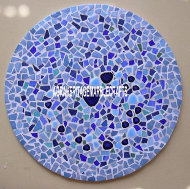 White Marble Side Coffee Table Top Rare Mosaic Inlay Stone Arts Home Decor H3926