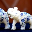 Lot of 3 Pcs Antique Marble Elephant Trunk Up Mosaic Inlay Marquetry Work H1961