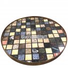 Black Round Top Marble Coffee Table Mosaic Marquetry Inlay kitchen Decor H3834