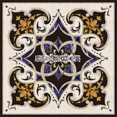 Traditional Marble Square Table Rare Scagliola Inlay Decorative Furniture H3912