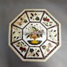 Modern Marble Coffee Table Fruit Mosaic Inlaid Arts Patio Outdoor Decor H3973