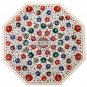 White Marble Coffee Table With Stand Lapis Floral Stone Inlay Garden Decor H3540