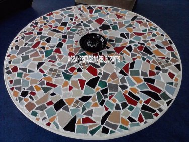 White Marble Coffee Table Collectible Multi Inlaid Work Living Room Decor H3922