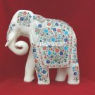 13'' Marble Elephant Rare Stone Multi Pietadura Floral Art Beautiful Gifts H3766