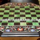 24" Attractive Marble Garden Chess Play Table Top Marquetry Inlay Decor H4593