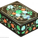5"x4" Black Marble Belgium Box Malachite Floral  Collectible Home Decor Mosaic