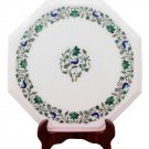 14" White Marble Coffee Table Set Malachite Marquetry Floral Arts Outdoor Decor 14" White Marble Coffee Table Set Malachite Marquetry Floral Arts Outdoor Decor