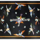 Floral Black Marble Console Side Table Multi Bird Inlay Stone Patio Decor H3852