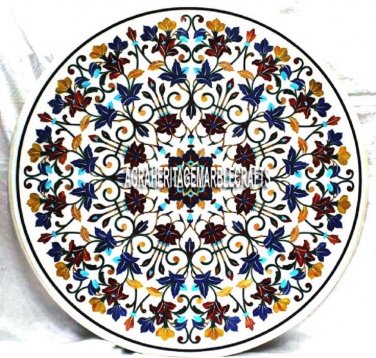Marble Coffee Table Italian Multi Floral Marquetry Inlaid Wedding Decor H3914