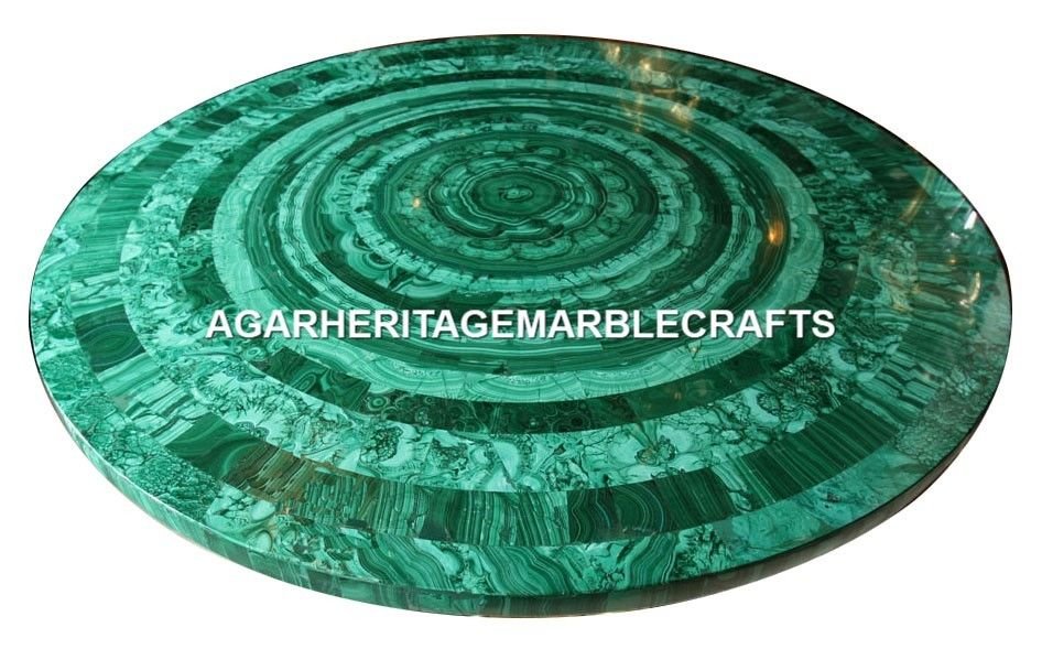 Marble Coffee Table Top Rare Malachite Inlay Stone New Special Gift Decor H2056