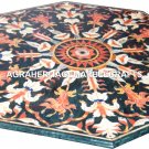Black Marble Corner Coffee Table Top Semi Precious Stone Inlay Patio Decor H2748
