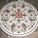 White Marble Coffee Table Pietradura Inlaid Lapis Floral Marquetry Decor H3154 White Marble Coffee Table Pietradura Inlaid Lapis Floral Marquetry Decor H3154