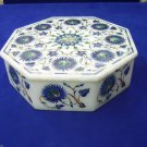 6"x6"x2" Decorative Octagon Marble Jewelry Box Lapis Lazuli Venetrans Day Gift