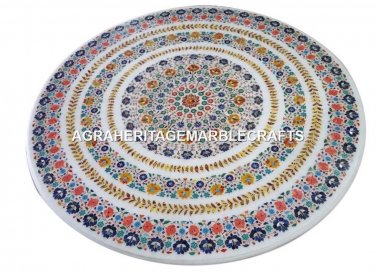48" Attractive Marble Dining Table Top Mosaic Inlay Home Occasional Decor H4436