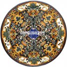 Collectible Marble Round End Table Pietradura Rare Inlay Art Outdoor Decor H3861
