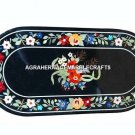 Oval Black Faux Marble Table Top Dining Pietradure Occasional Hallway Decor H510
