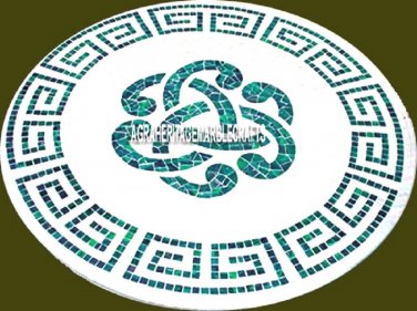 Marble Dining Top Table Malachite Inlaid Antique Art Occasional Home Decor H3956