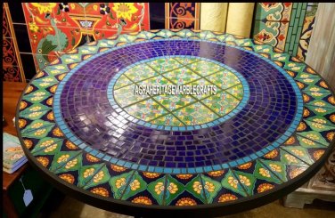 Traditional Marble Dining Top Table Mosaic Inlay Stone Hallway Decorative H3937