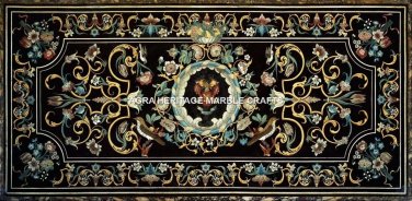 Collectible Marble Top Restaurant Table Marquetry Inlay Design Patio Decor H5313