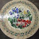 Round Marble Dining Table Top Mosaic Floral Inlay Art Furniture Decorative H3803
