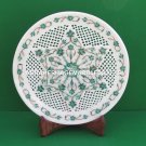 Filligree Marble Decorative Plate Malachite Floral Inlay Occasional Gifts H4529
