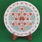 Attractive Marble Round Plate Carnelian Inlay Floral Arts Kitchen Decor H4524