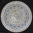 18" Marble Plate Attractive Fine Work Lapis Lazuli Semi precious Pietradure Art