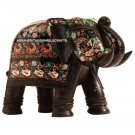 15'' Black Marble Elephant Trunk Up Pietra Dura Stone Handmade Inlay Home Decor 15'' Black Marble Elephant Trunk Up Pietra Dura Stone Handmade Inlay Home Decor