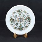 8" Elegant Marble Serving Plate Collectible Inlaid Table Home Gift Decor H5428
