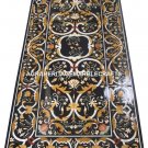 6'x3' Black Marble Dining Table Pietradura Inlay Scagaliola Stone Decorate H3096
