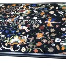 4'x6' Black Marble Outdoor Dining Table Marquetry Gems Inlay Furniture Decor 4'x6' Black Marble Outdoor Dining Table Marquetry Gems Inlay Furniture Decor