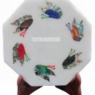 6"x6" White Marble Tile Rare Marquetry Art Inlay Work Butterfly Arts Home Decor
