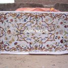 White Marble Dining Top Table Marquetry Inlay Antique Art Furniture Decor H4029