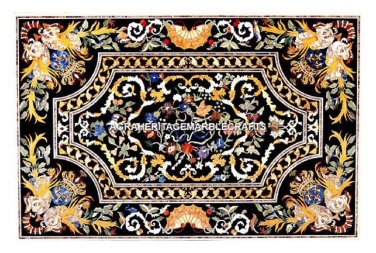 6'x4' Marble Dining Table Pietradura Beautiful Mosaic Gemstone Inlay Decor H3056