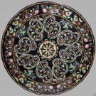 5'x5' Black Patio Garden Marble Table Top  Antique Inlay Western Australai Decor