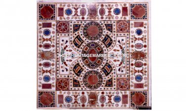 Traditional Marble Side Custom Dining Room Table Unique Inlaid Work Arts H5653