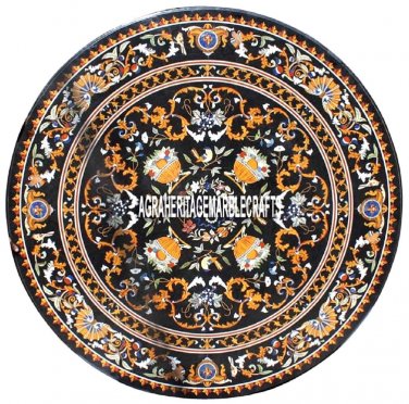 Collectible Marble Hallway Table Top Scagliola Antique Inlay Patio Decor H3863