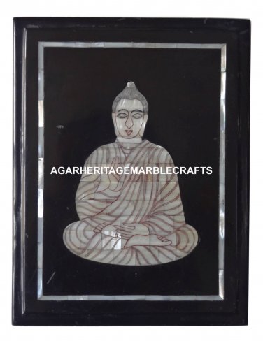 8.5"x11" Black Marble Tray Buddha Mother of Pearl Inlay Home Decor Gift H1275