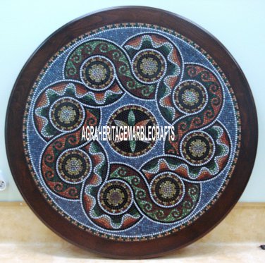 Marble Dining Table Top Precious Stone Marquetry Inlaid Arts Hallway Decor H3794