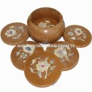Personalized Marble Coffee Coasters Handmade Floral Inlay Home Accessories M101