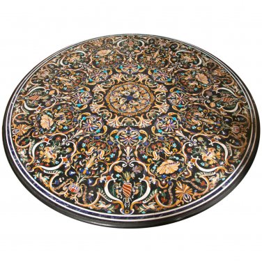Black Marble Real Coffee Dining Table Top Pietra Dura Occasion Decor Gifts H611