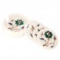 White Marble Marquetry Coaster Set Malachite Stone Inlay Floral Decor Gift H3560