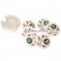 White Marble Marquetry Coaster Set Malachite Stone Inlay Floral Decor Gift H3560